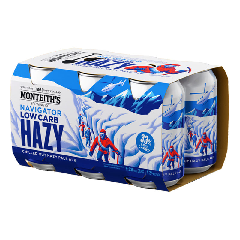Monteith's Navigator Low Carb Hazy Pale Ale Cans 6x330ml