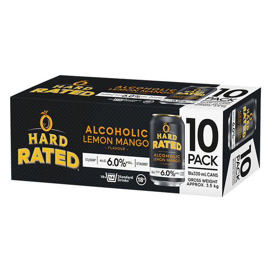 Hard Rated Alcoholic Lemon Mango cans 10pk
