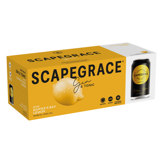 Scapegrace Gin & Tonic with Hawke's Bay Lemon 5% Cans 10x330ml