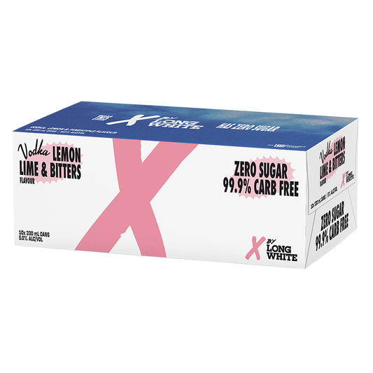 X by Long White Zero Vodka Lemon Lime & Bitters 10pk 330ml cans