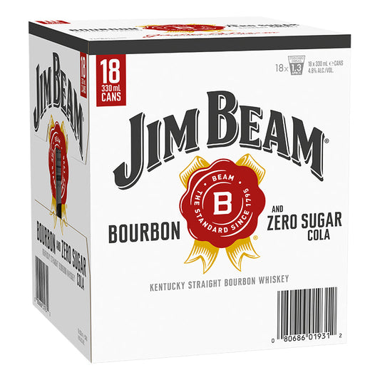 Jim Beam and Cola Zero Sugar 18pk Cans
